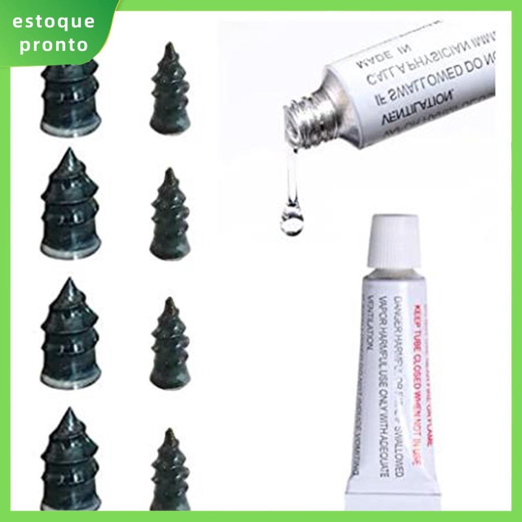 8 Unidades Kit De Reparo De Pneus Unhas De Borracha Em Espiral Com Super Cola SHOPSKC1528