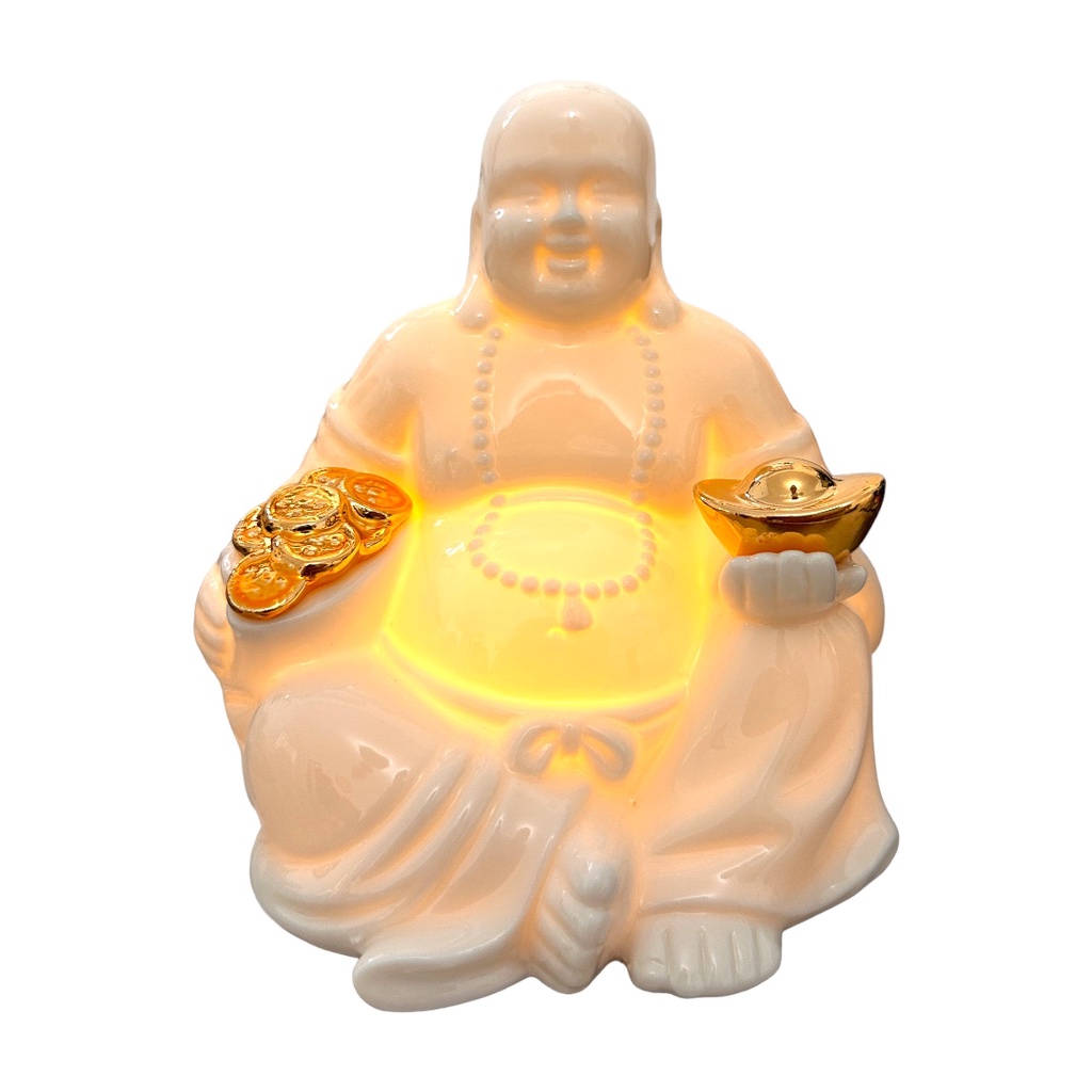 Imagem Estátua Luminária Buda Da Fortuna Porcelana
