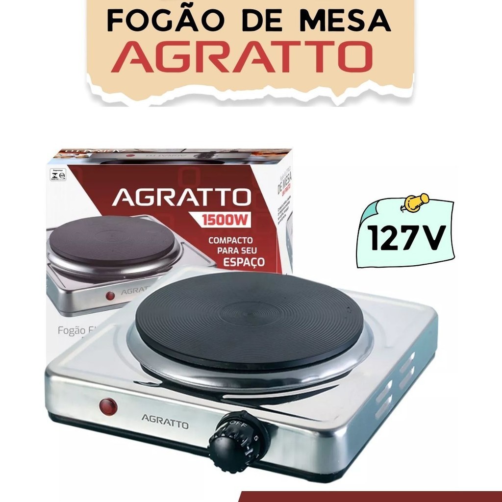 Fogão Elétrico Aço Inox 1 Boca Portátil 1500w  127v