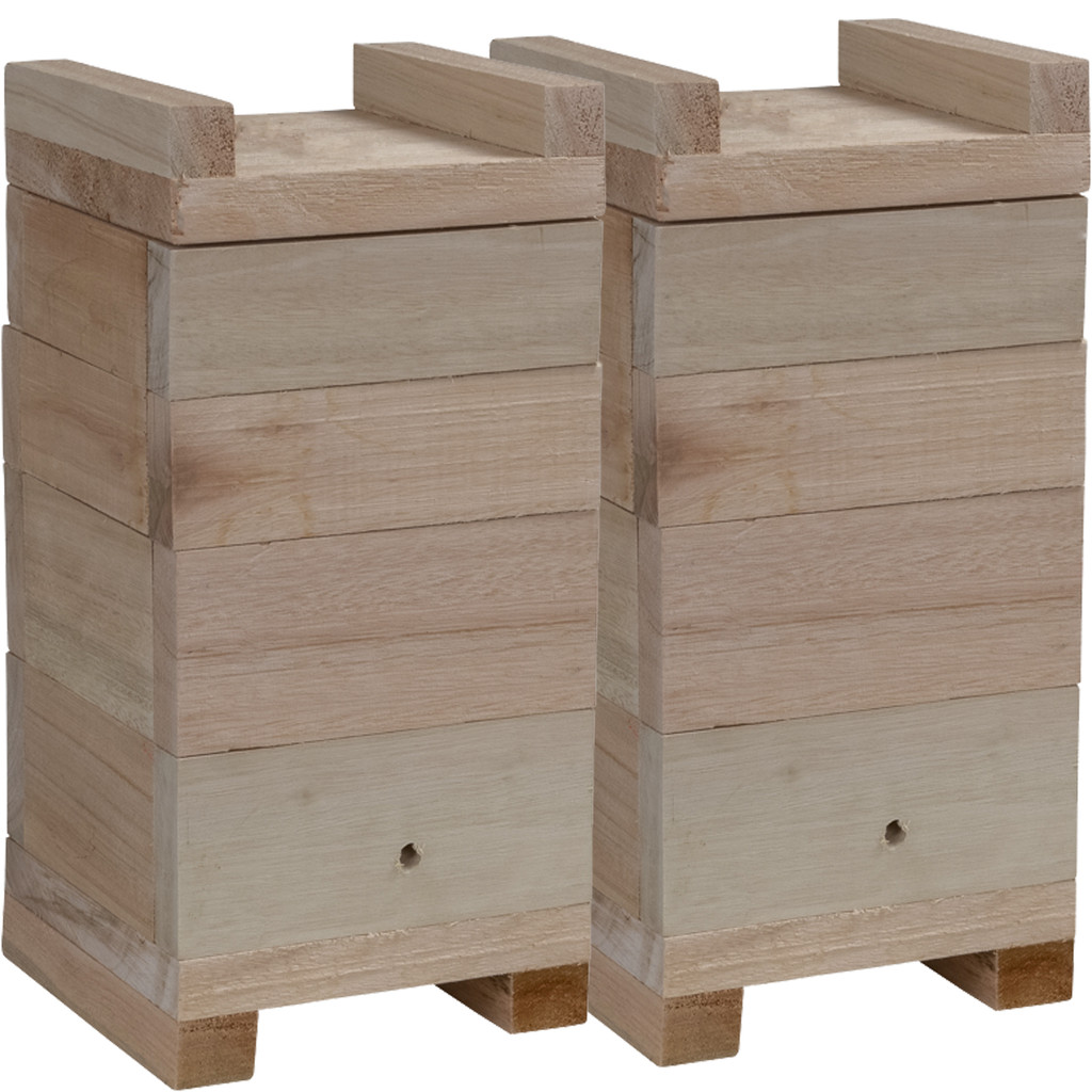 Kit 2 Caixa Para Abelhas 12X12  Medida Interna Eucalipto , Jataí, Mirim, Sem Ferrão Com 2 Melgueiras Modelo Inpa madeira