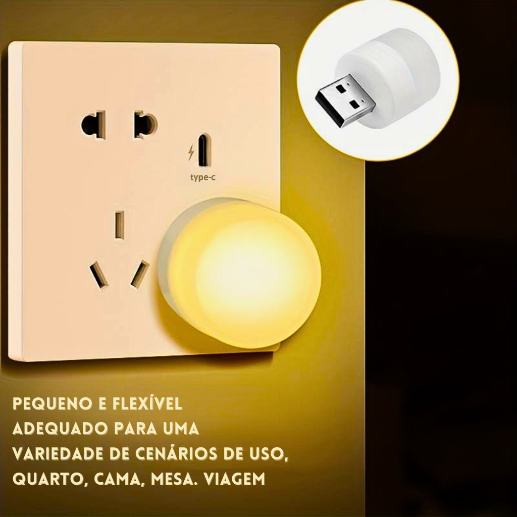 Micro Luminária Abajur Lâmpada USB Portátil Ideal para Leitura