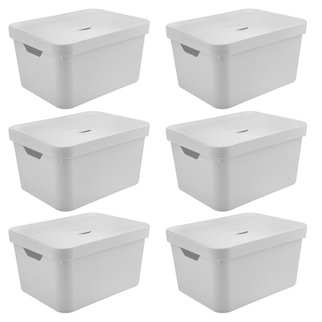 6x Caixa 32L Organizadora 24x36x46cm OU Cube Branca em Oferta na Shopee
