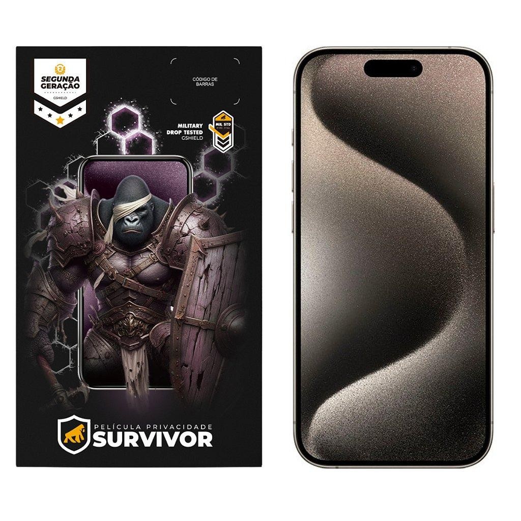 Película para iPhone 15 Pro com Aplicador - Survivor Privacidade - Gshield - Mobile & Gadgets