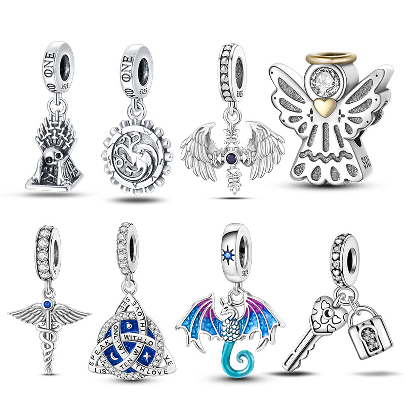 berloque S925 jóias de prata charme Original dragão voador e trono de ferro jóias DIY requintado jóias presente