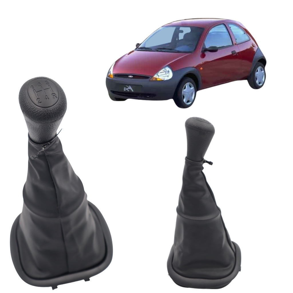 Kit Coifa E Bola Manopla Ford Ka 1996  Até 1998 1999 2000 Preto / Sem Resina