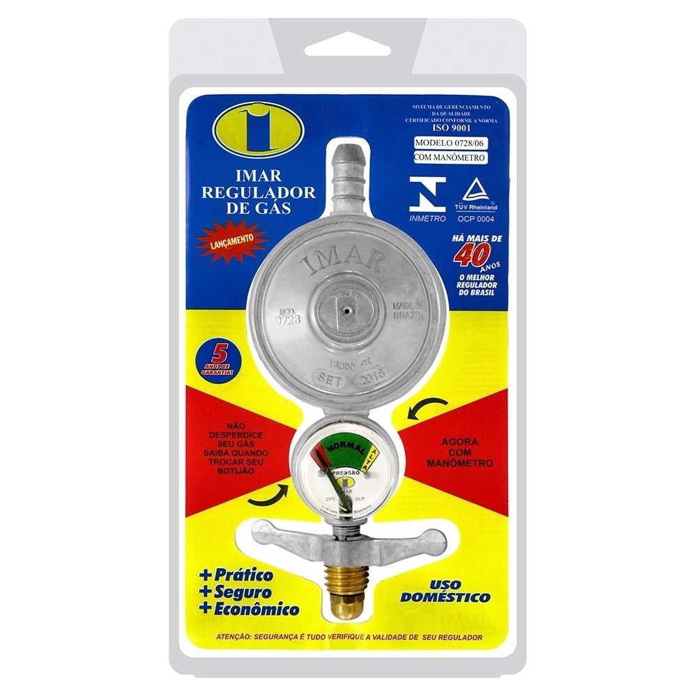 Regulador para Gás Imar 0728/06SS, Médio, 1Kg/H, com Manômetro, sem Mangueira - Home Appliances