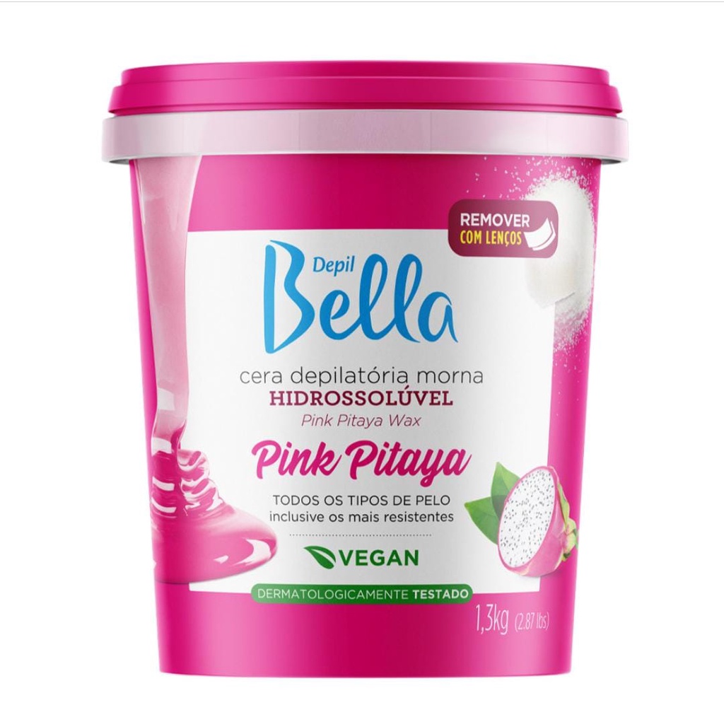 Cera Hidrossolúvel Natural Depil Bella Pink Pitaya Morna 1300g