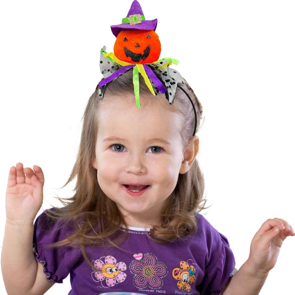 Tiara Chapéu de Bruxa Halloween Abóbora com Chapéu Acessório