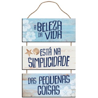 Placa Decorativa Em Mdf - A Beleza da Vida - 21,5 X 42 Cm