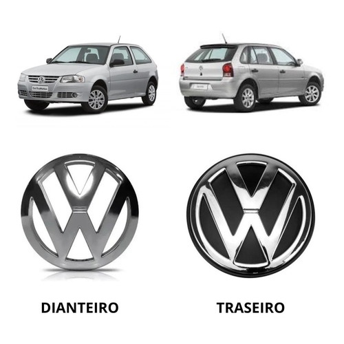 Par Emblemas Grade Dianteira e Porta Malas Gol G4 Parati Saveiro Fox Original