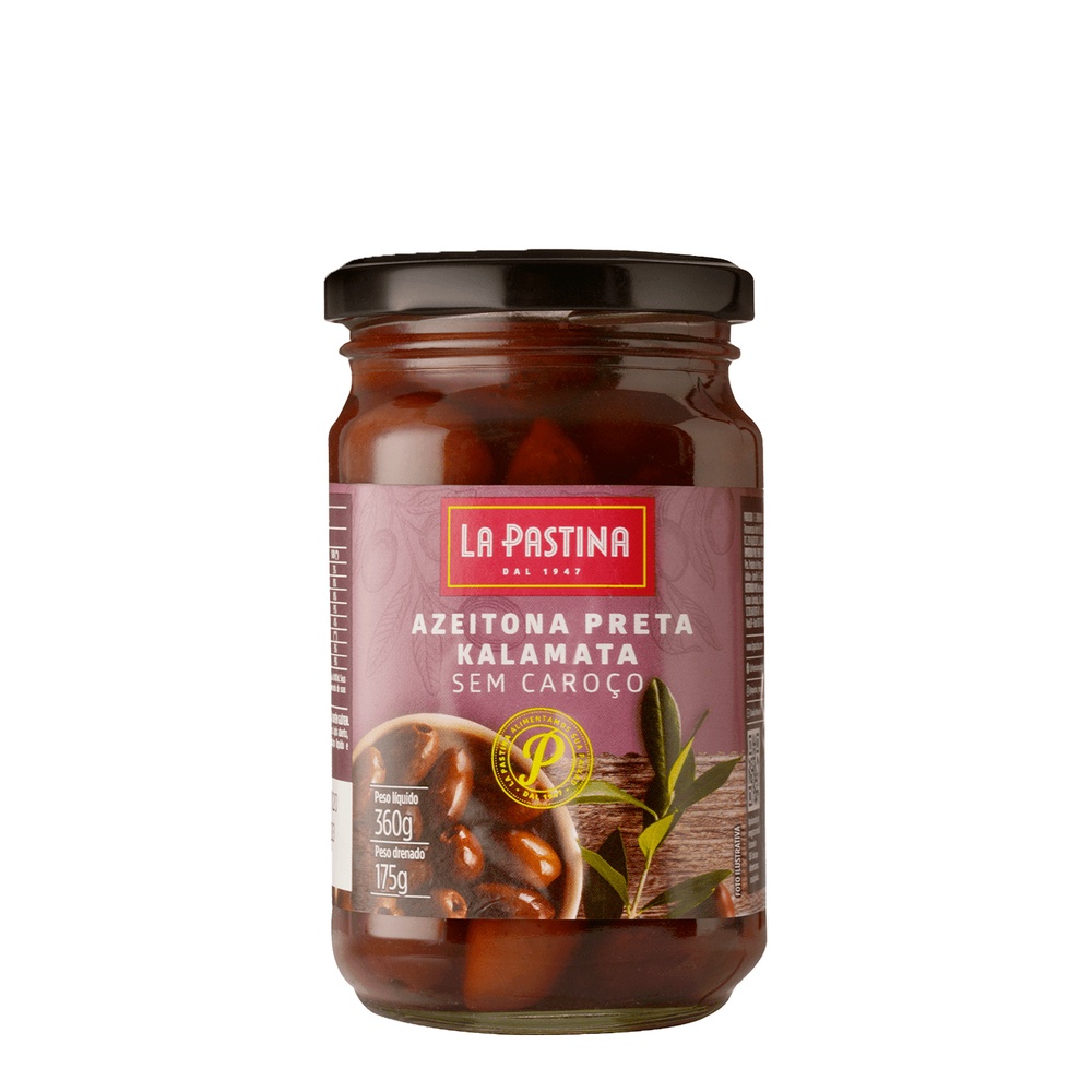 AZEITONA LA PASTINA PRETA SEM CAROÇO KALAMATA 360G em Oferta na Shopee