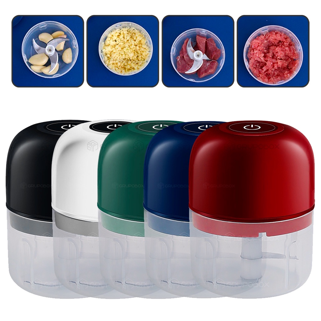 Mini Moedor Elétrico Alho Cebola Sem Fio Processador Preto