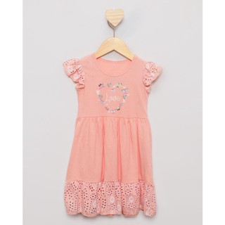 Vestido Bebê Menina Evasê Com Babado Laise Estampado Rosa