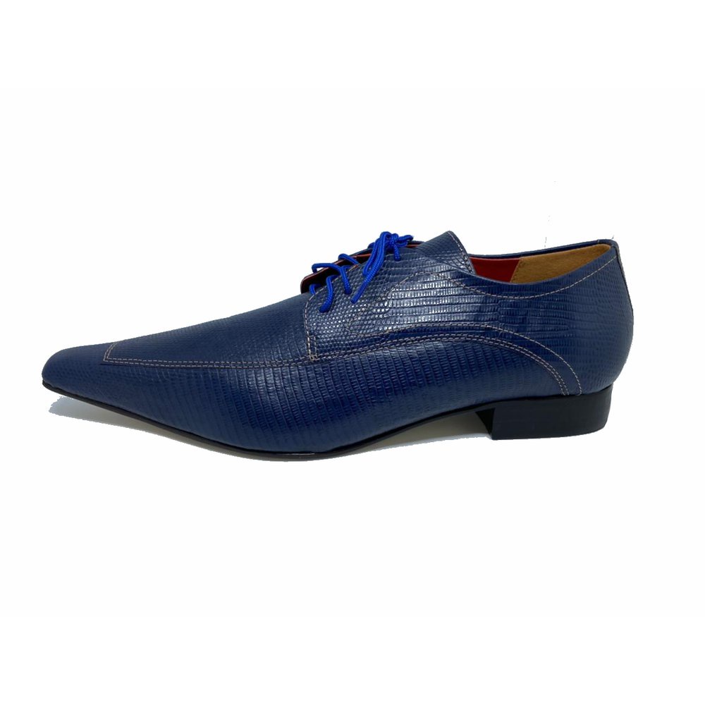 Sapato Masculino Italiano em Couro Social Executivo Azul Maurice Bico Fino Ref: 301 Azul
