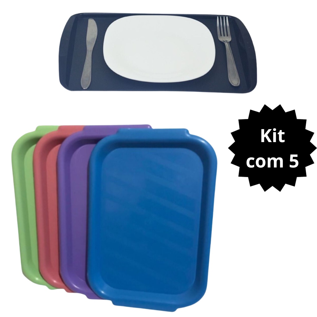 Kit 5 Bandejas Plastica Pequena 36x24,5cm Servir Refeição Buffet Fast Food Sorveteria Cafeteria Hamburgueria Restaurante em Oferta na Shopee