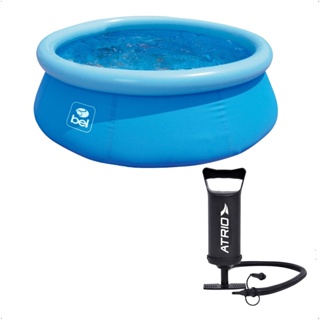 Piscina Redonda Inflável 1.000 Litros PVC Azul 1,68 M x 51 cm Grande + Bomba de Ar para encher com Kit Reparo em Oferta na Shopee