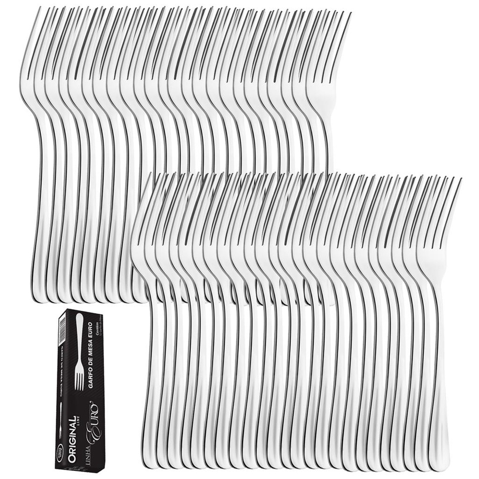 Jogo Aco Inox 48 Garfo Mesa Churrasco Restaurante Bar Lanchonete Buffet Euro Premium Original Line em Oferta na Shopee