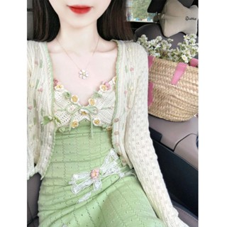 Início do Outono Alto JI Sentimento Super Bonito Vestido de Funda de Malha 2023 Novo Estilo Fato Feminino Estilo Deusa do Temperamento