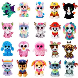 15CM TY Big Eye Beanie Plush Pelúcia De Animal Recheado Gato Unicórnio Cachorro Raposa Dinossauro Coruja Doll Toy Natal