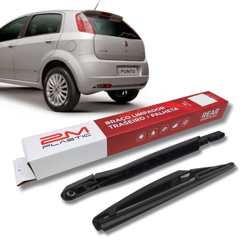Braço de Suporte com Palheta Limpador de Parabrisa Traseiro para Fiat Punto (2008/2016) 12 Polegadas