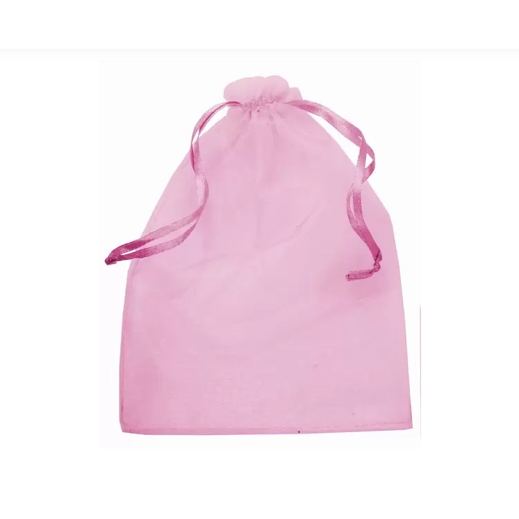 10 Saquinhos De Organza  Rosa com fita cetim  30x40 Grande