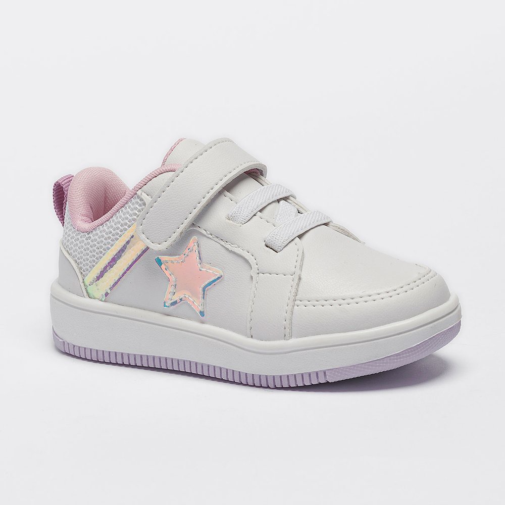 Tênis Infantil Menina Casual Calce Fácil Feminino Estrela Brilho Sola Bicolor Confortável Pequito em Oferta na Shopee