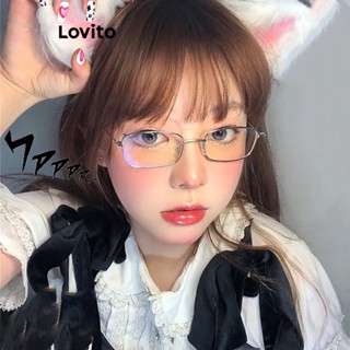 Lovito Armação de Oculos Quadrada de Metal para Mulheres LFA06283