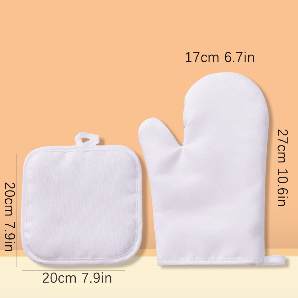 1PC Cozinha Restaurante Luvas De Forno Resistentes Ao Calor De Sublimação Em Branco Conjunto De Suporte De Panelas Anti-Calcário