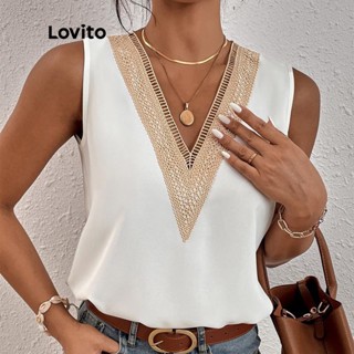 Lovito Elegante Blusa Feminina Listrada com Trança LNE15011 (Branca)