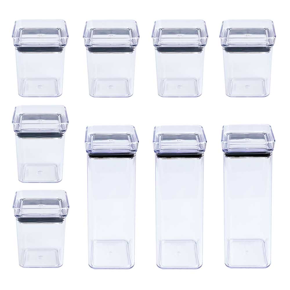 Kit 9 mini pote hermético com tampa empilhável 180ml 340ml armazenar condimentos grãos porta tempero condimentos armário despensa cozinha Lumini Paramount