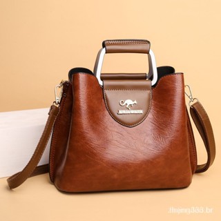 Nova bolsa de couro casual feminino de grande capacidade, ombro macio, alívio horizontal com bolsa de couro portátil