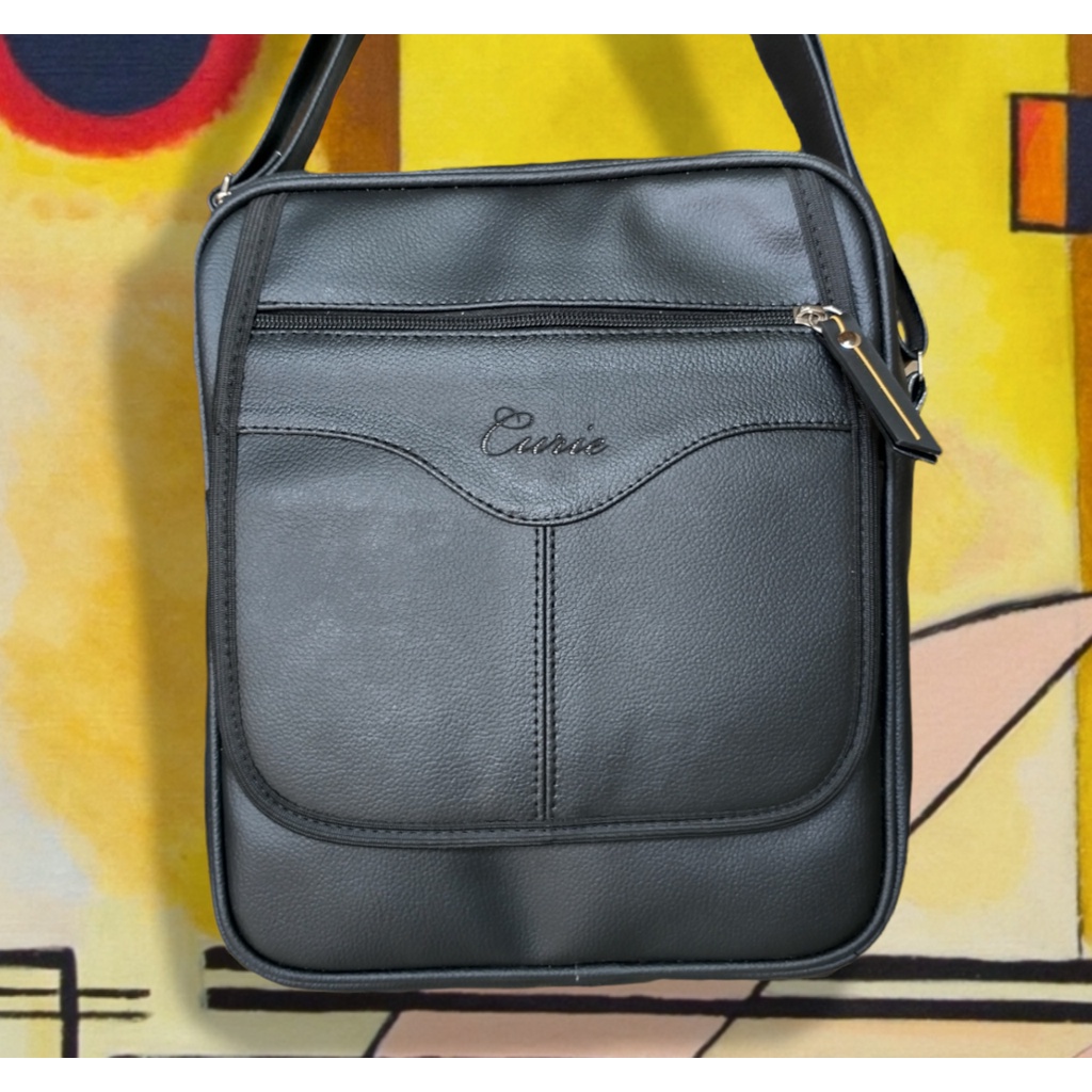 Pasta Carteiro Capanga couro sintético preta. Preto e Marrom em Oferta na Shopee