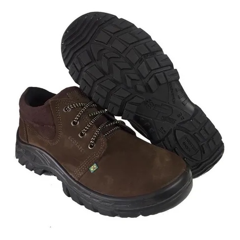 Sapato Botina Segurança Bico Pvc C.a Couro Nobuk 134 Cano Baixo Ecosafety Couro Legitimo Original