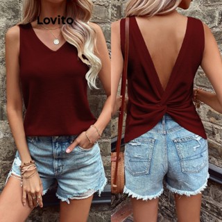 Lovito Regata Casual Sem Costas Com Nó Liso Para Mulheres LNL43175
