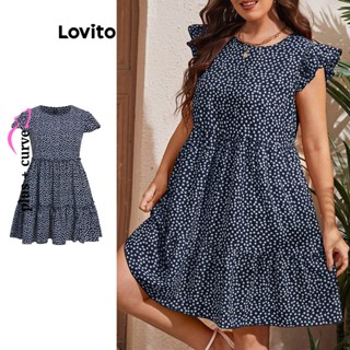 Lovito Vestido Feminino Plus Size Curve Boho Ditsy Floral Com Acabamento Em Alface LBL07116