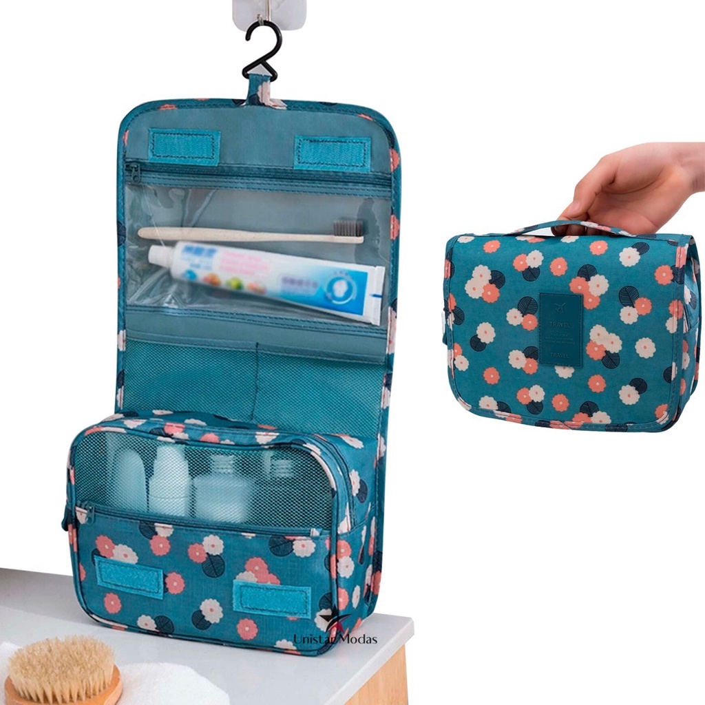 Necessaire Viagem Bolsa Travel Maquiagem Gancho 9 Divisórias