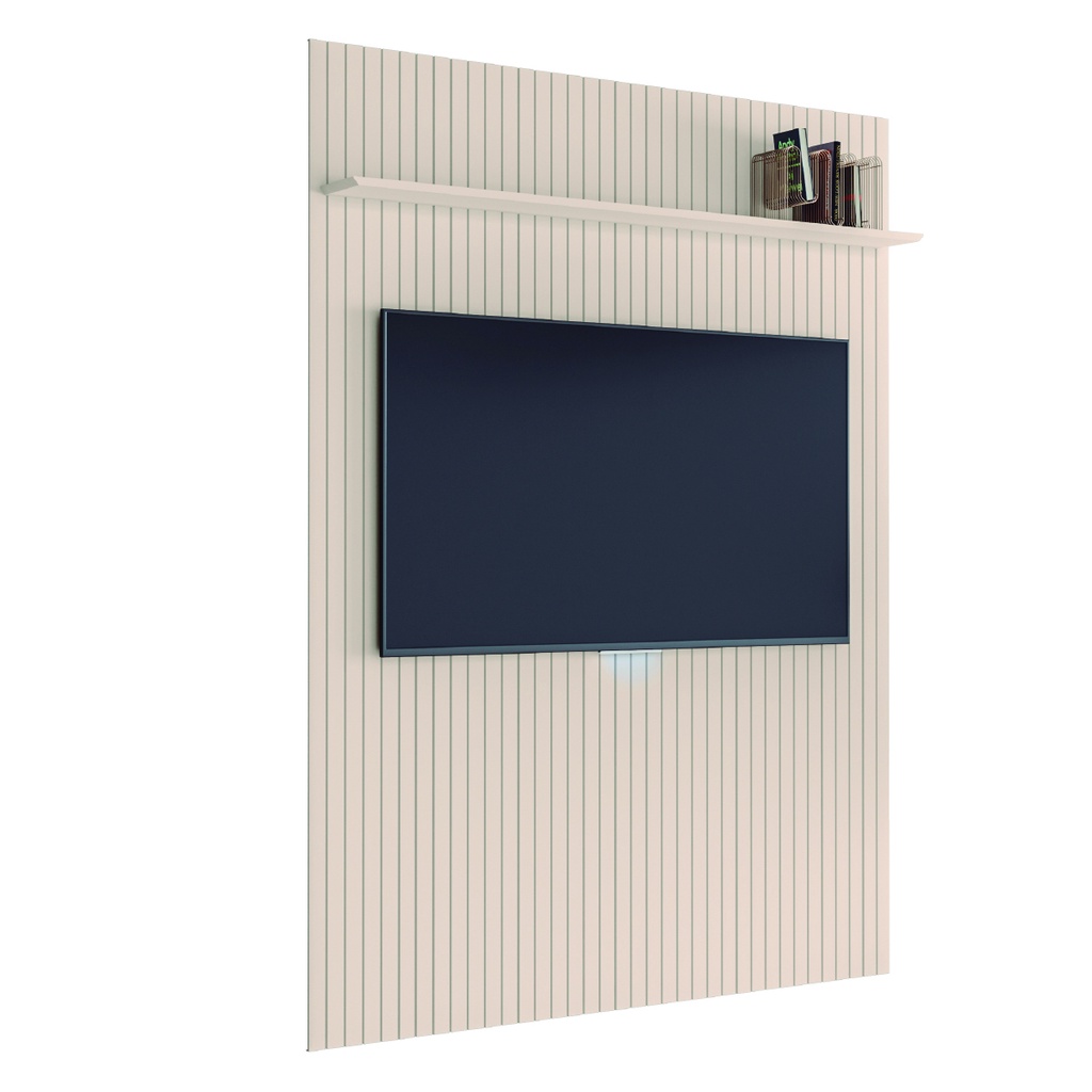Painel para TV Até 70 Polegadas 1,80x2,40m Ripado com Prateleira Arbo Off White EDN - Home & Living