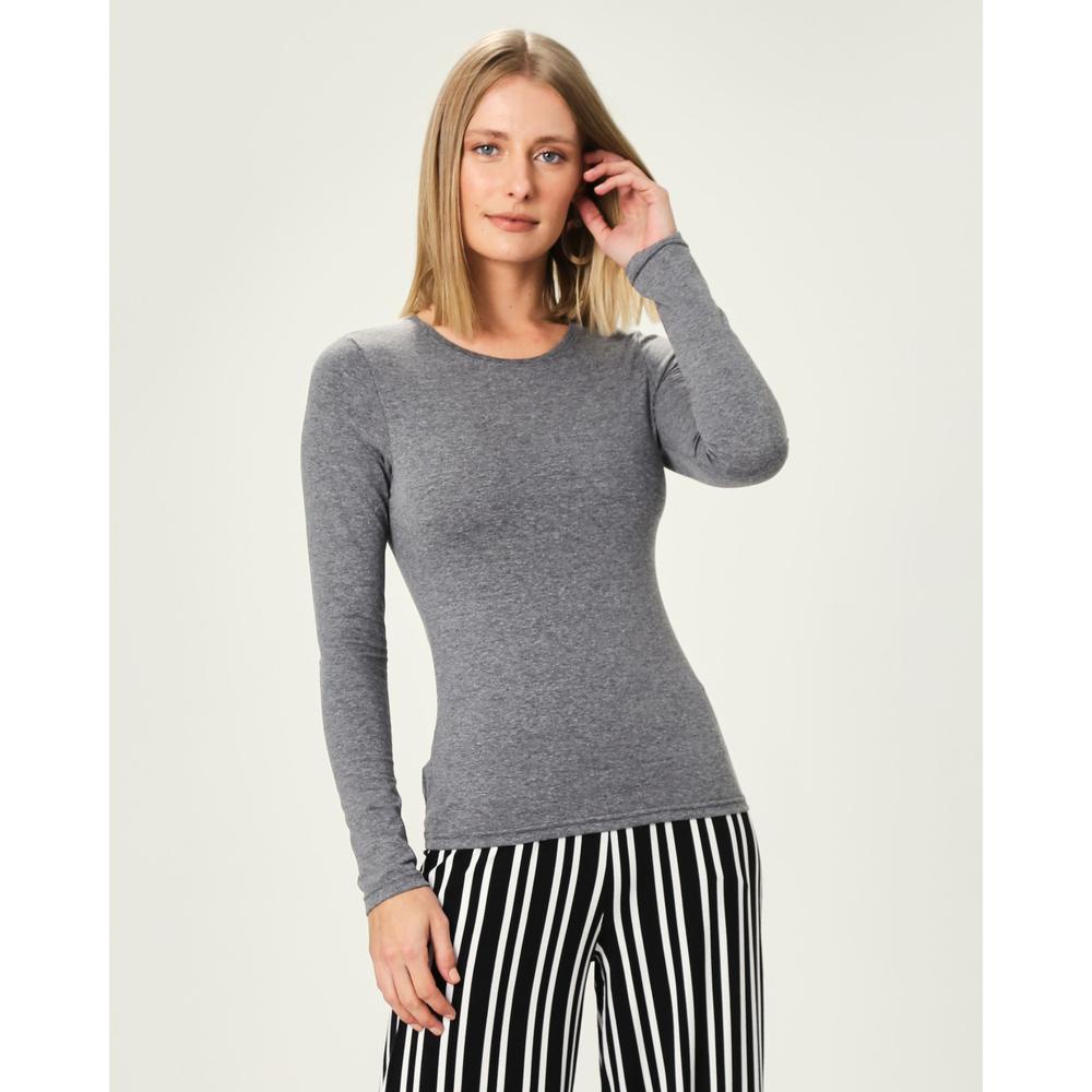 Blusa Básica Feminina Decote Redondo Em Cotton Light em Oferta na Shopee