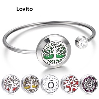 Lovito Pulseira Casual Com Difusor De Óleo Essencial De Aromaterapia Com Padrão De Metal Liso Para Mulheres LCS05133