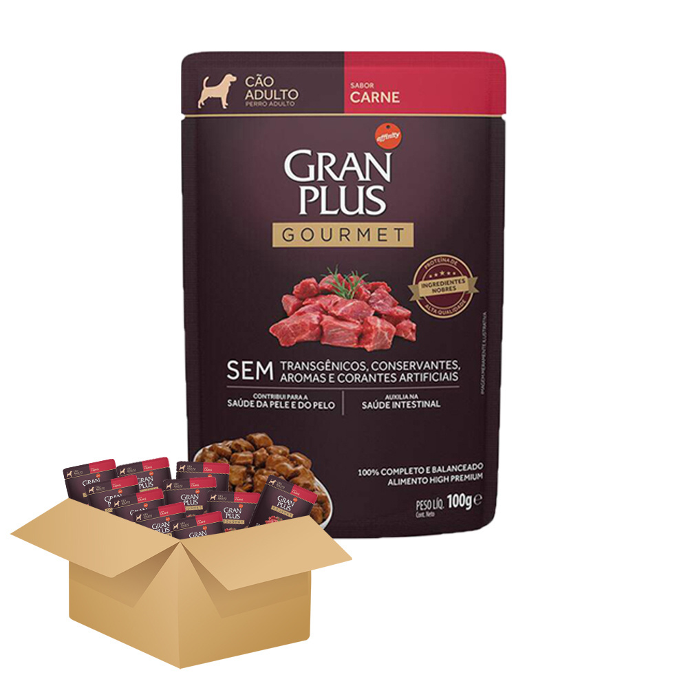 Ração Úmida Gran Plus Gourmet Cães Adultos Carne 100g em Oferta na Shopee