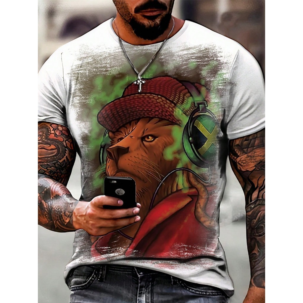 Camisa Camiseta Leão com Fone