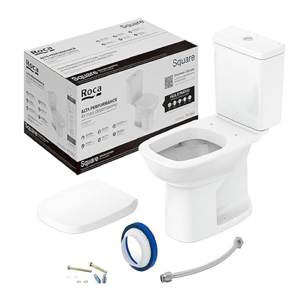 Kit Vaso Sanitário Celite Square + Caixa Acoplada + Acessórios de Fixação Branco em Oferta na Shopee