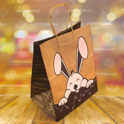 30 SACOLA PASCOA M COELHO 20 X 15 X 25 - REF:6550 (LC) (CHOCO)