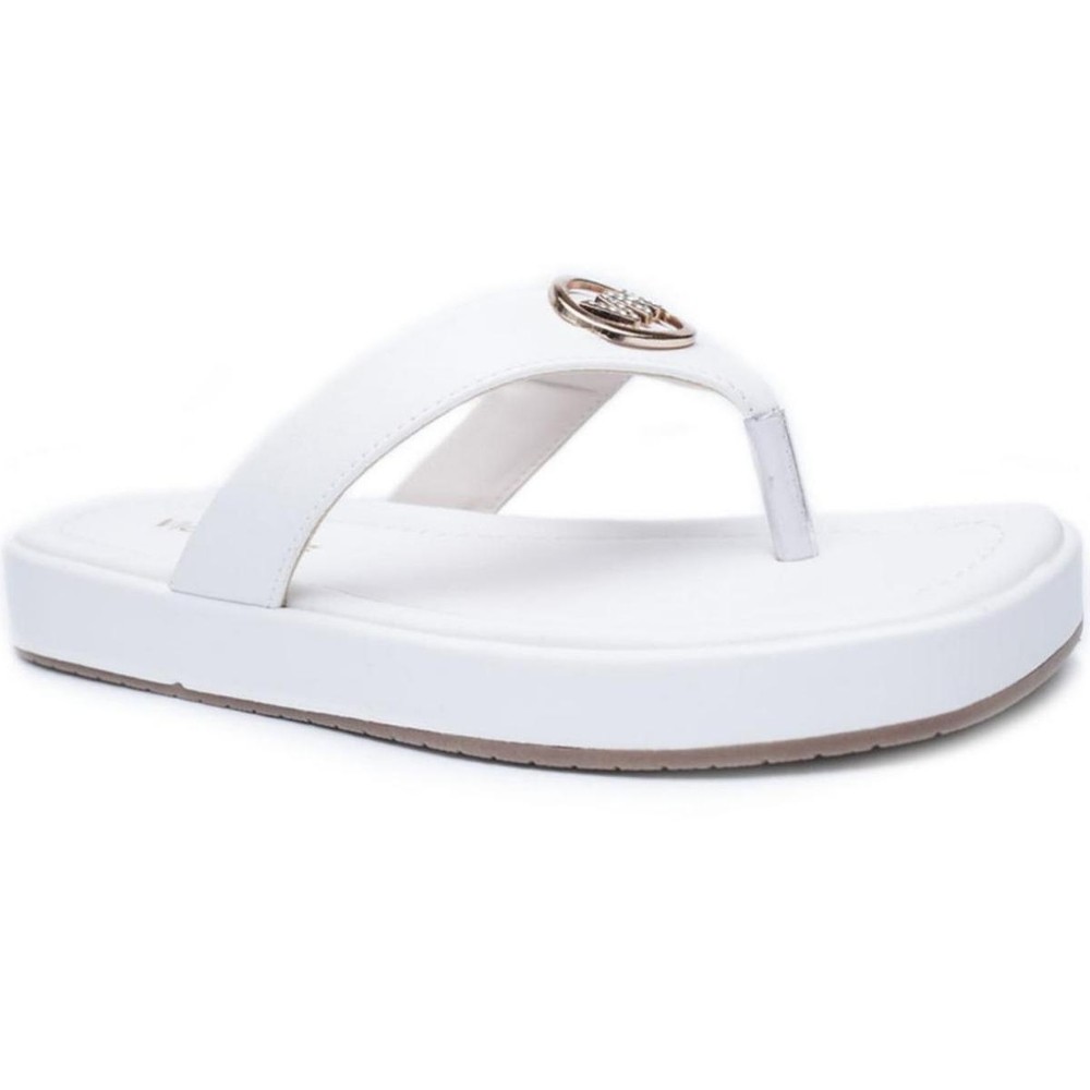 Chinelo Via Marte Logo Metal Detalhe Feminino - Branco em Oferta na Shopee