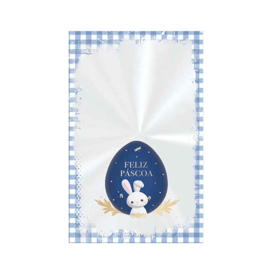 Saco Transparente Poli De Páscoa - Contos De Páscoa Azul - 11x19x5cm - 50 unidades - Cromus - Rizzo.