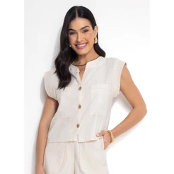 Blusa Em Linho Bege Quintess