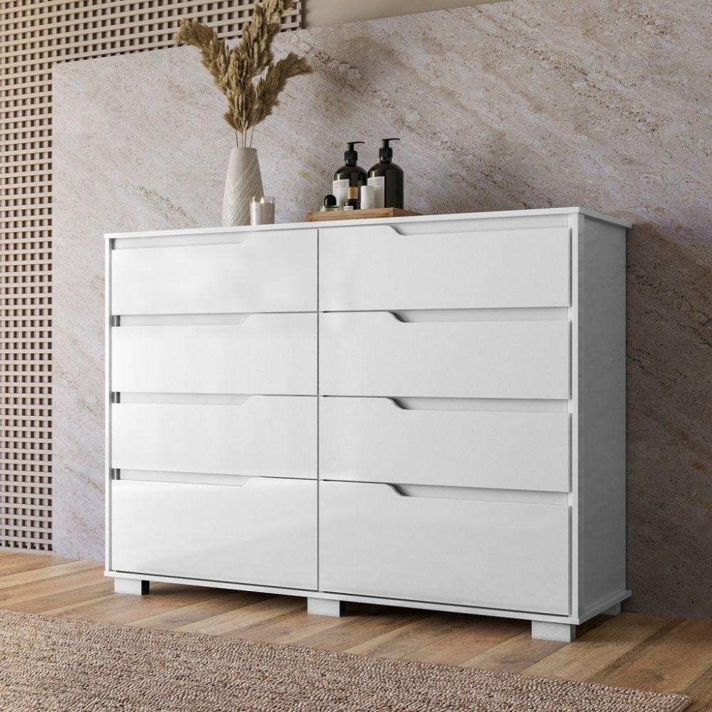 Cômoda Moval Georgia 8 Gavetas Branco em Oferta na Shopee