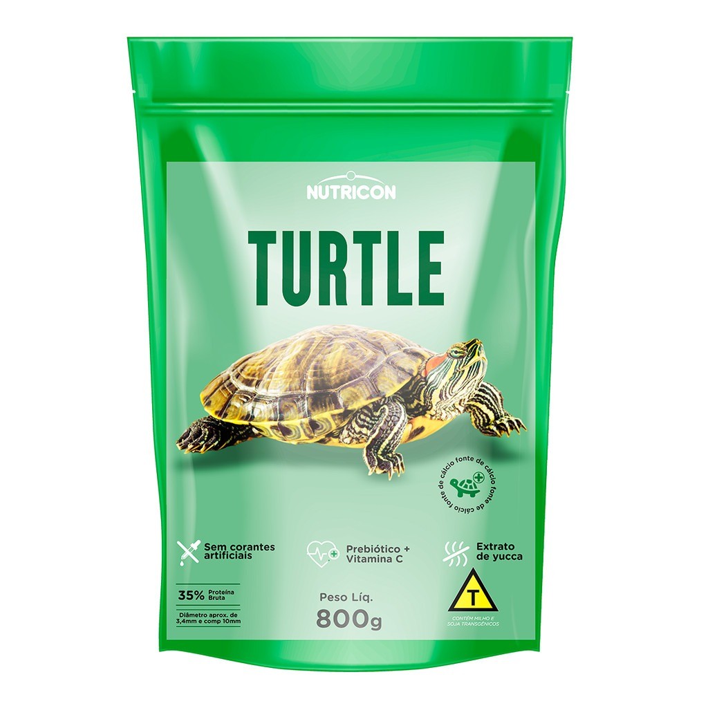Ração Turtle  para Tartarugas Aquáticas Agua doce Tigres d'agua Nutricon 800G