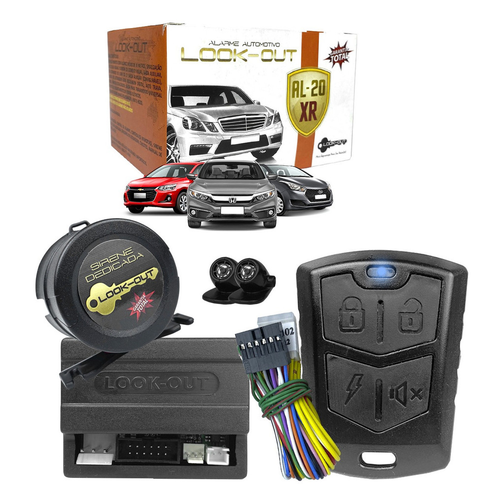 Alarme Automotivo Universal Look Out Para Carro Com Controle Remoto E Sirene AL20XR
