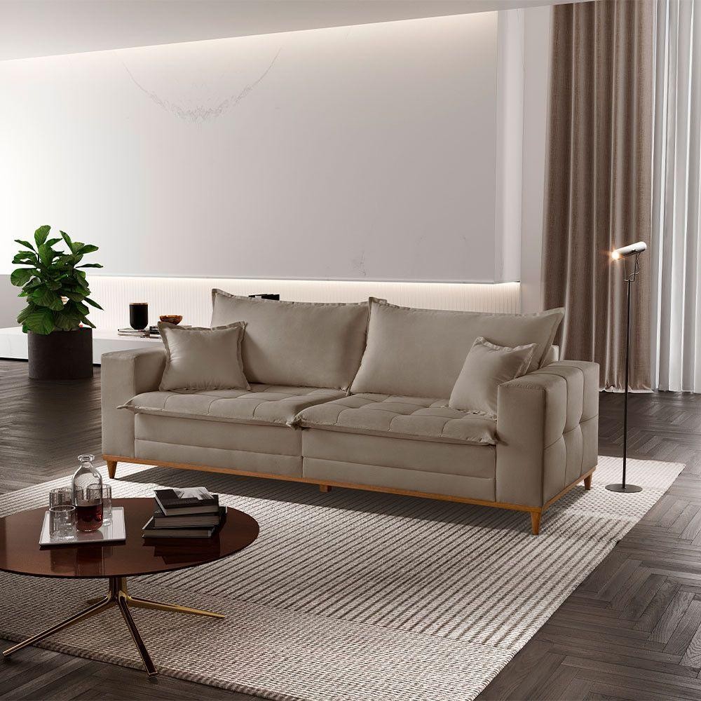 Sofá Matrix 02 Módulos De 80cm B25cm Meu Sofá Online B002 Veludo Capuccino